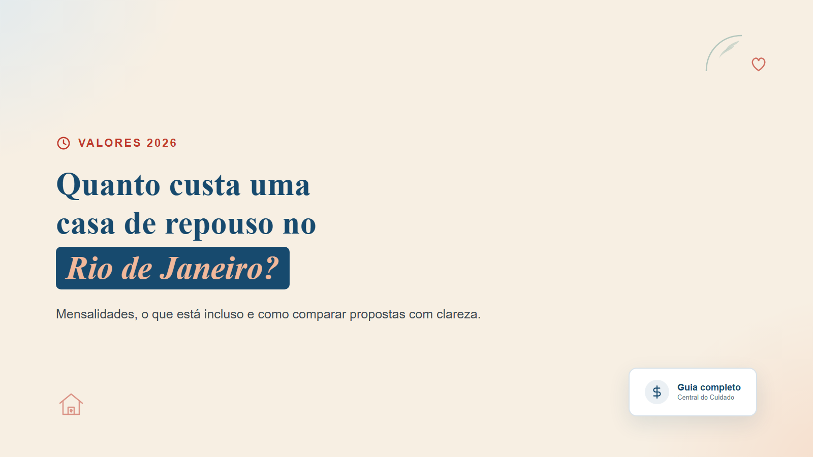 Quanto custa uma casa de repouso no Rio de Janeiro em 2026